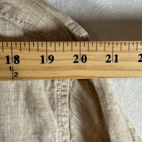 Hickey Freeman 100% Linen XL Light Tan Summer Spring Beach Vacation Shirt Zegna - Picture 11 of 12